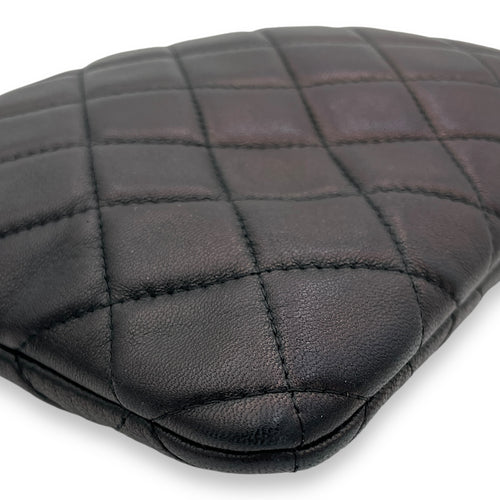 O Case Black Pouch in Lambskin, Silver hardware