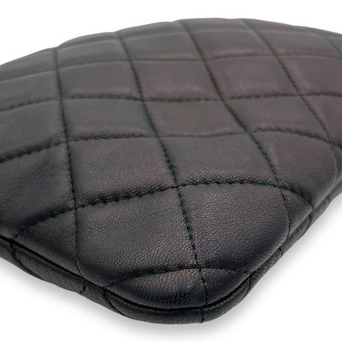 Classic Black O Case Pouch in Lambskin, Silver hardware