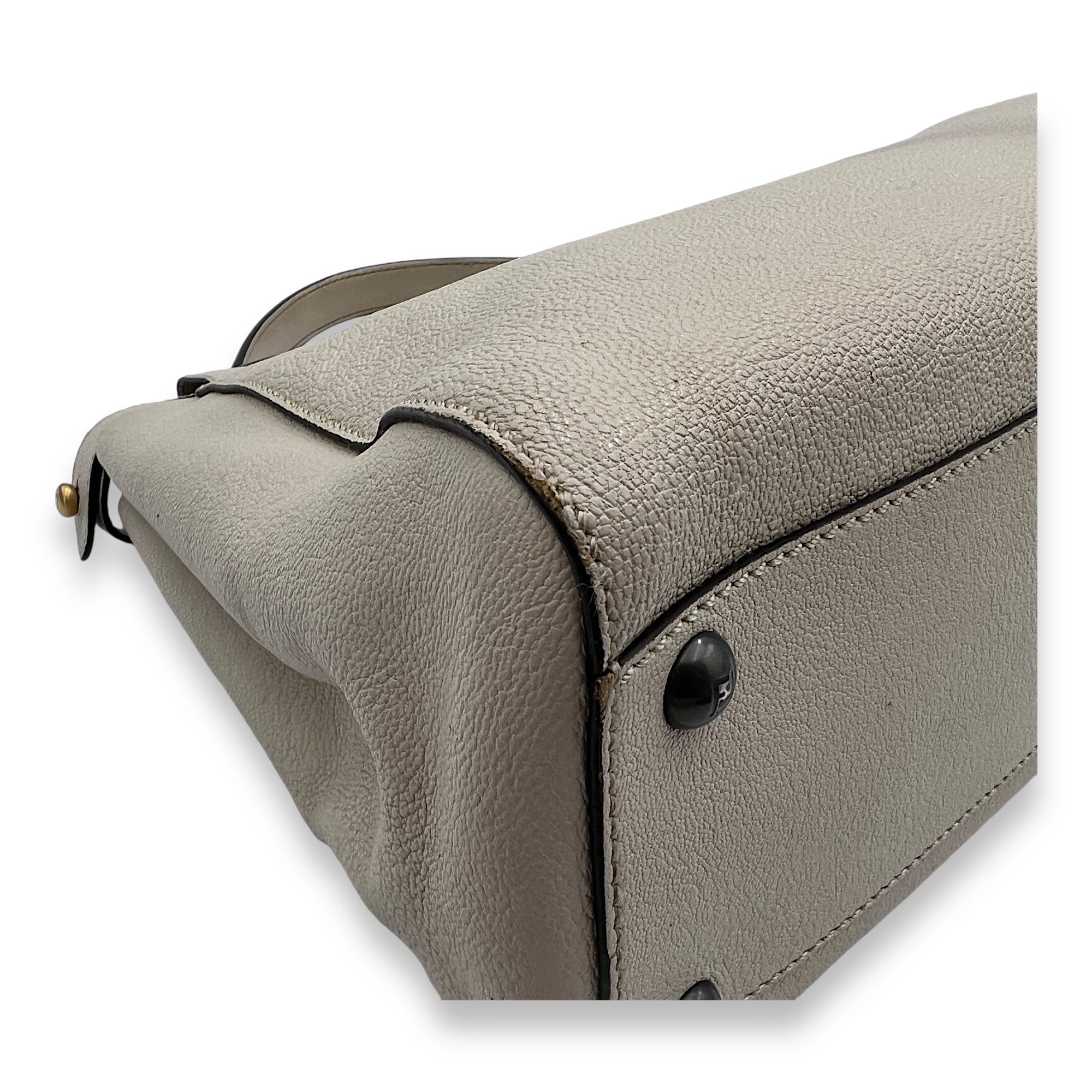 Peekaboo Medium Top handle bag in Calfskin, Silver Hardware