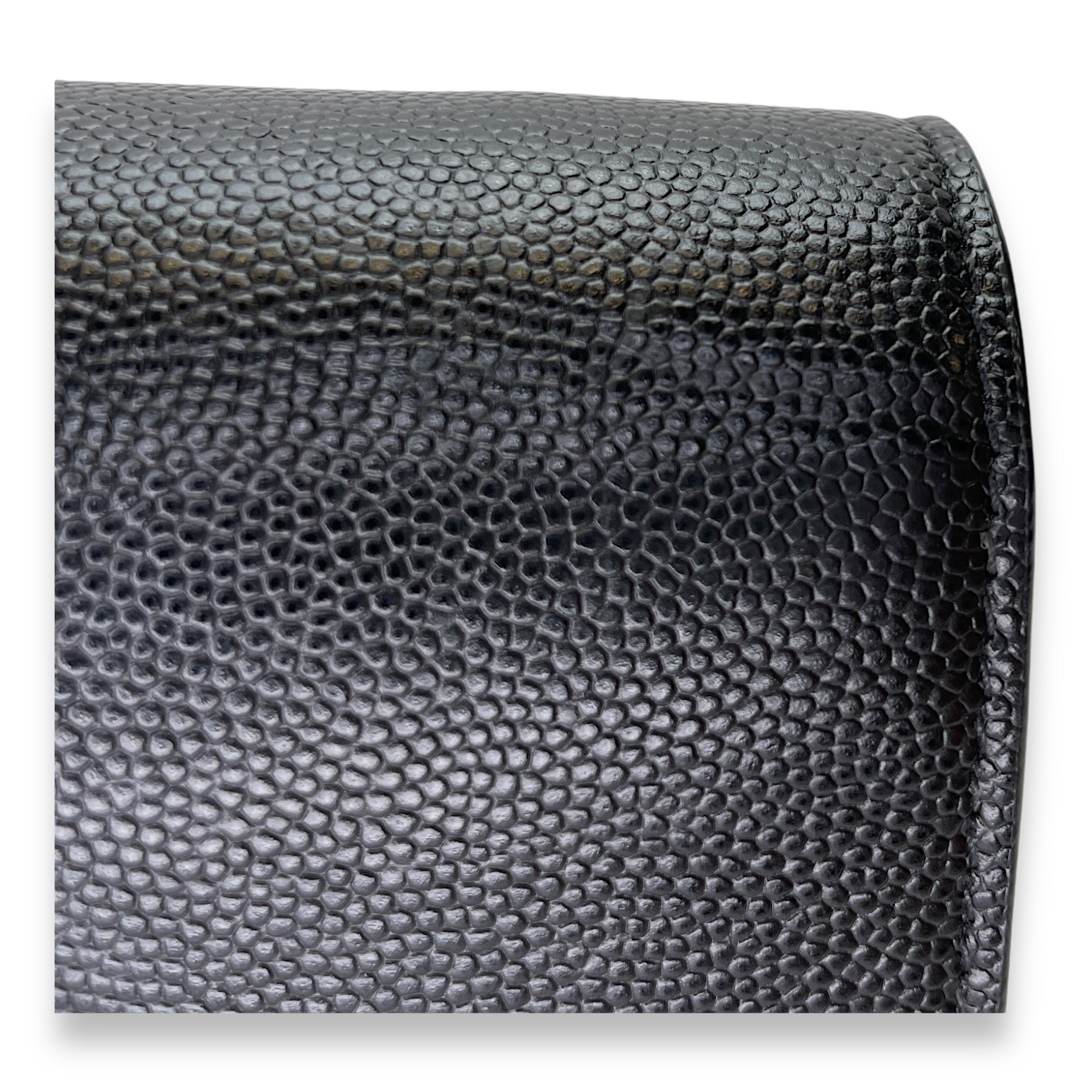 Cassandra Black Wallet On Chain in Calfskin, Gold hardware