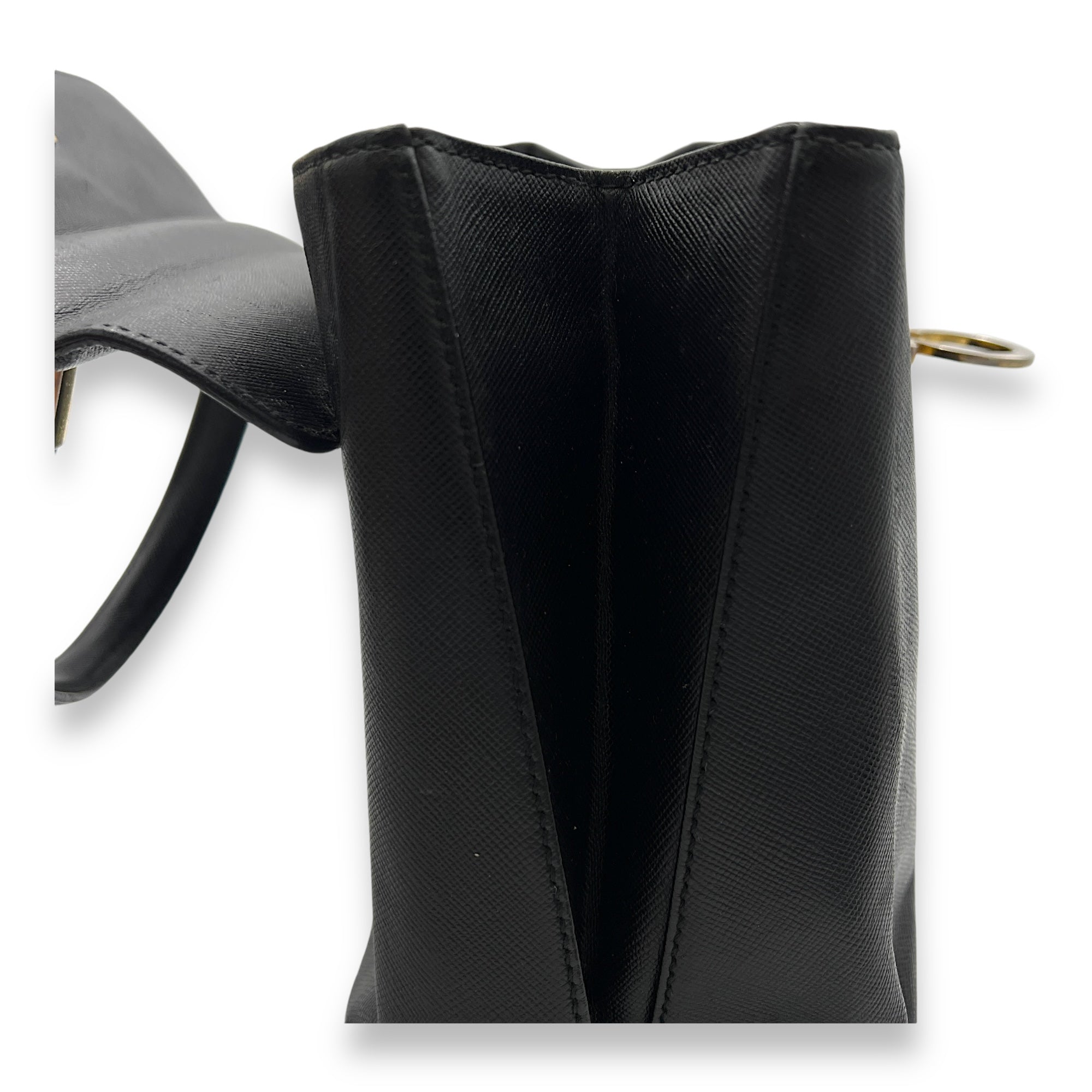 Gancini Top Handle Bag Black in Calfskin, Gold hardware