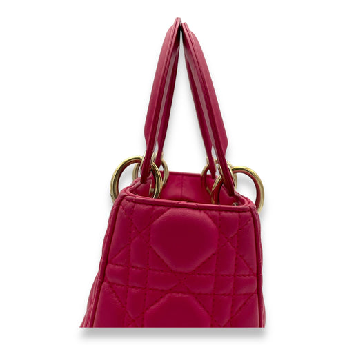 Lady Dior Medium Top handle bag in Lambskin, Gold Hardware