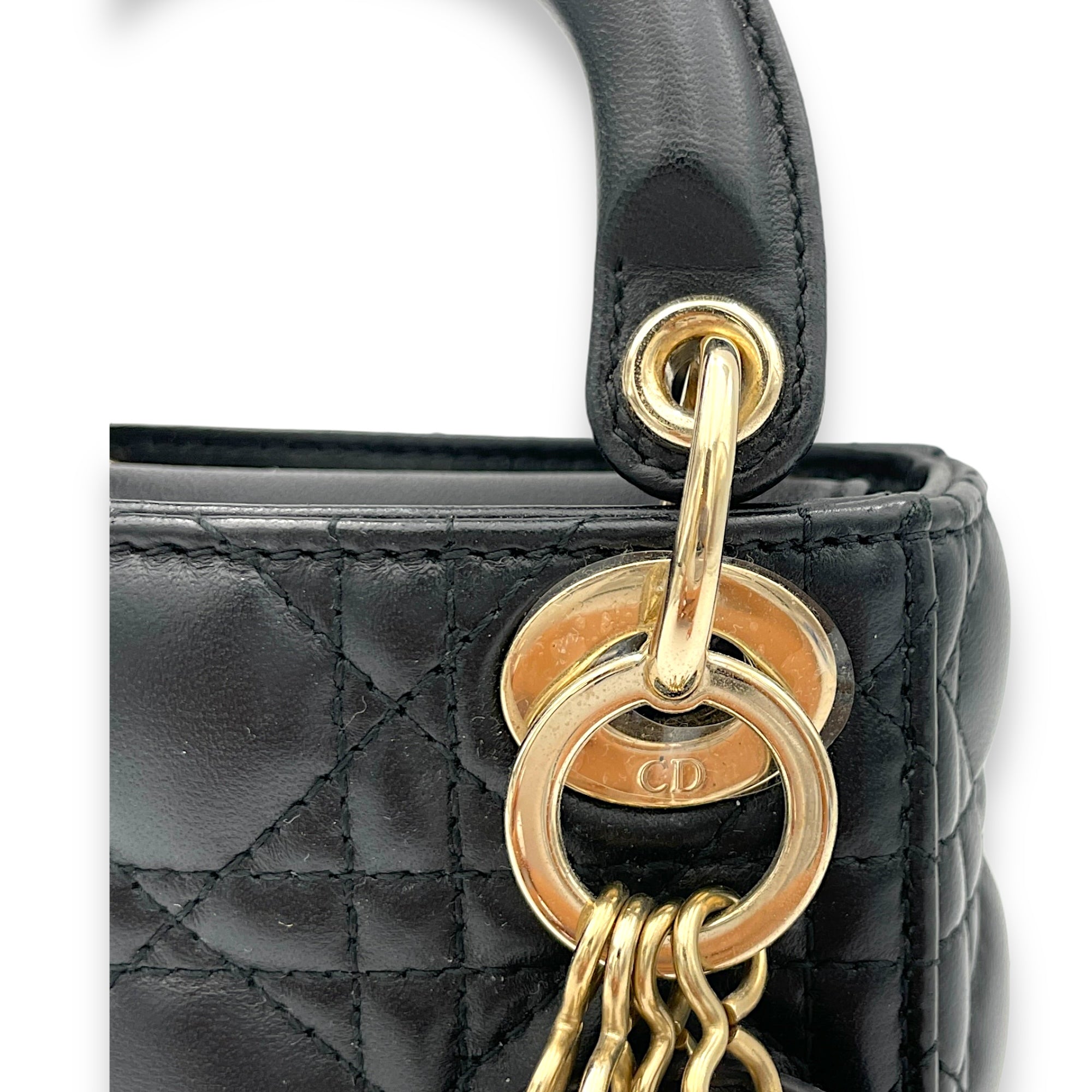 Lady Dior Micro Top handle bag in Lambskin, Gold Hardware