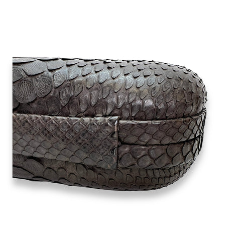 Knot Clutch in Python leather, Antique Brass Hardware