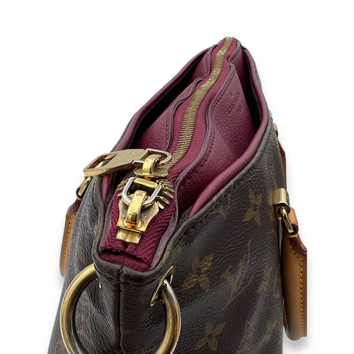 Pallas Top Handle Bag MM Brown in Monogram Coated Canvas, Gold hardware