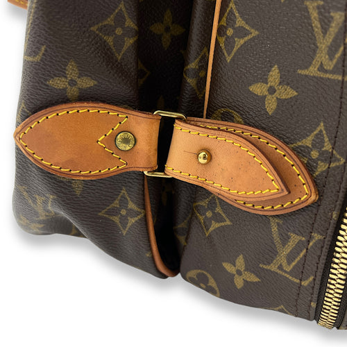 Sac Chasse Hunting Brown Top Handle Bag in Monogram Coated Canvas, Gold hardware