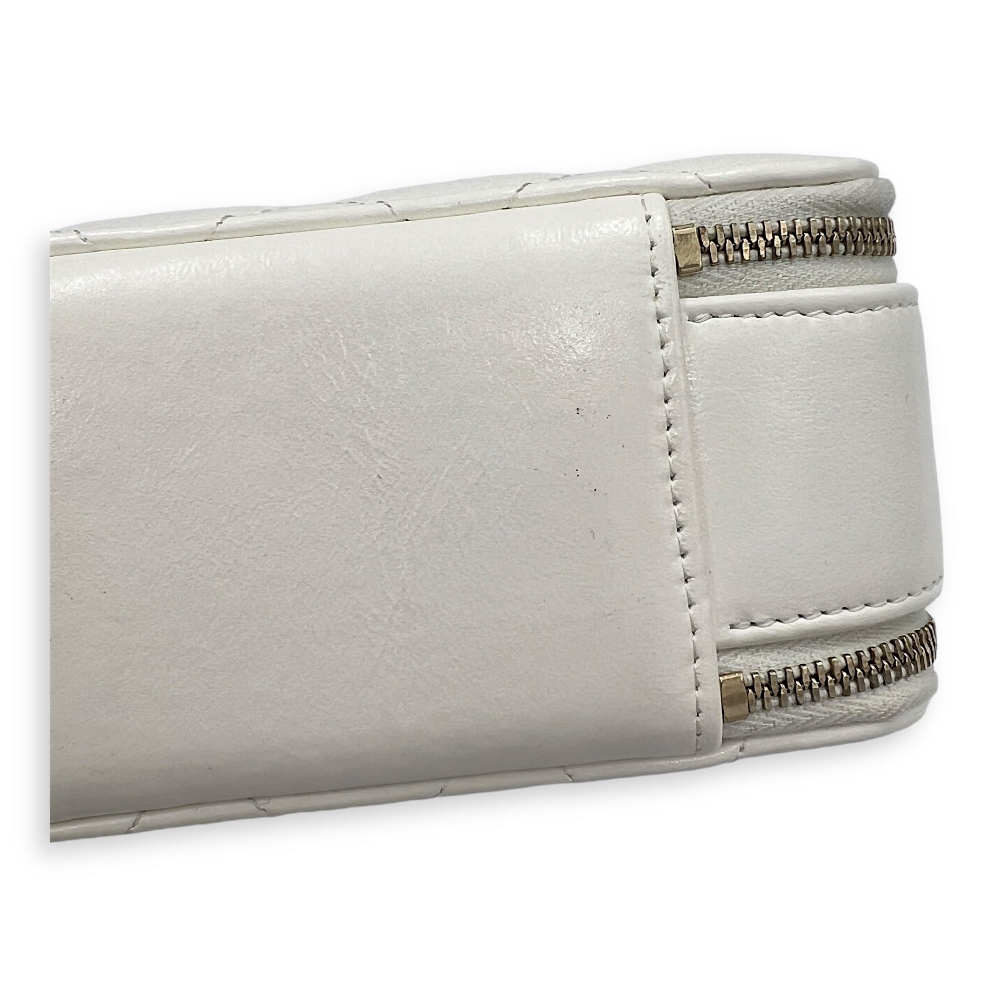 Vanity Top Handle Bag White in Calfskin, Gold hardware