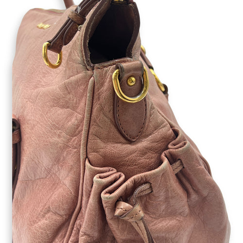 Logo Top Handle Bag Pink in Calfskin, Gold hardware