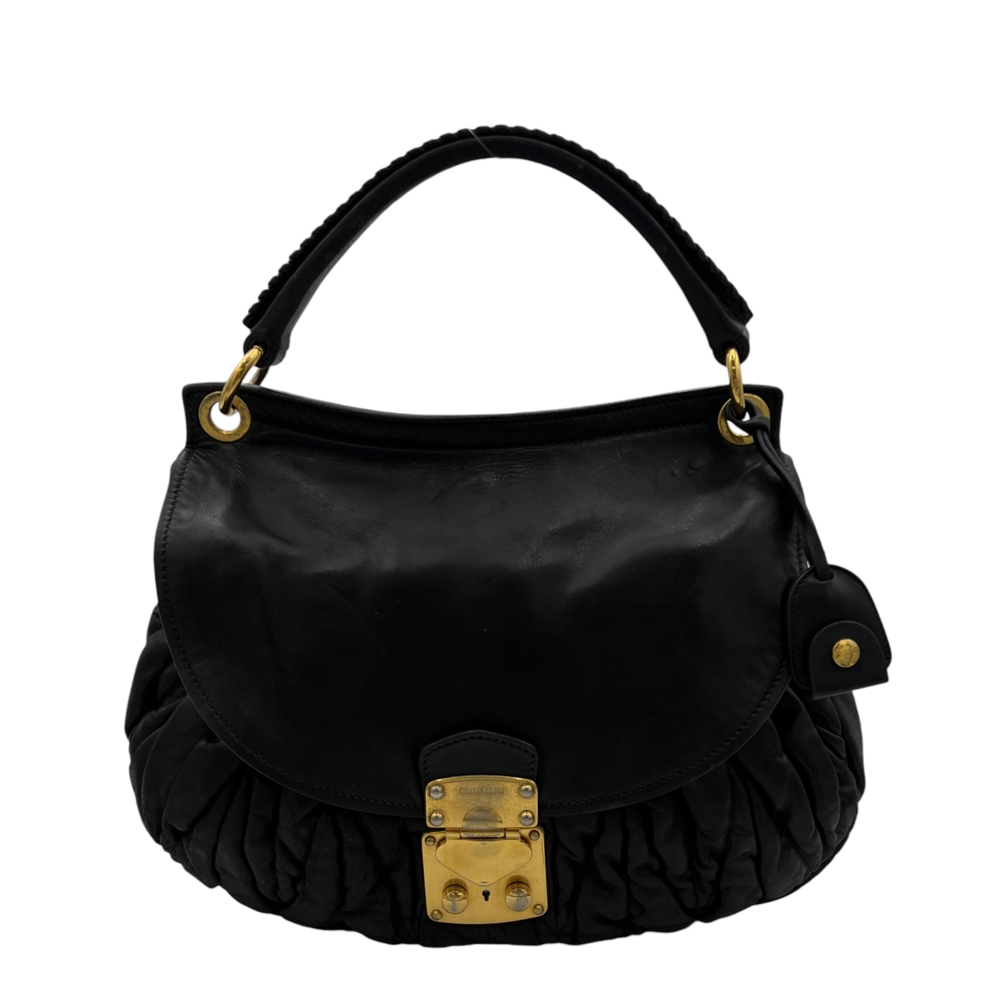 Matelassé Shoulder Bag Black in Lambskin, Gold hardware