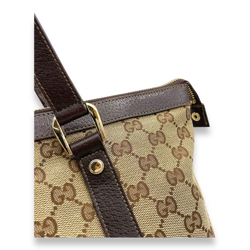 GG Supreme Brown Shoulder Bag in Canvas, Gold hardware