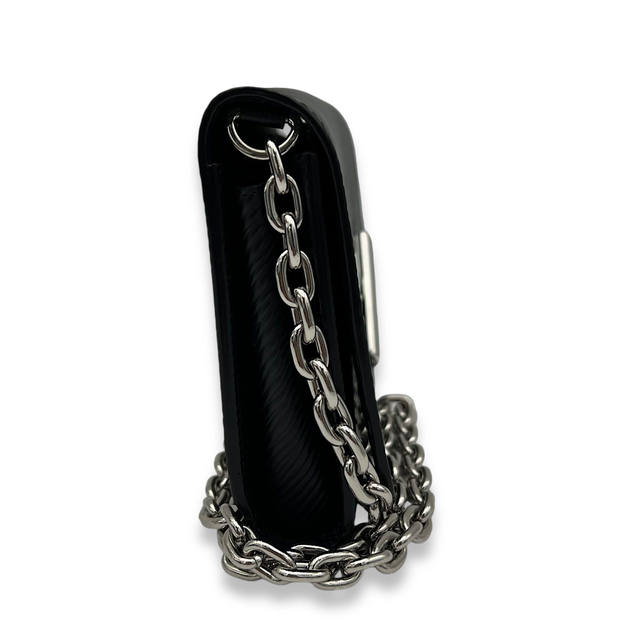 Twist Wallet On Chain Black in Epi Leather, Silver hardware