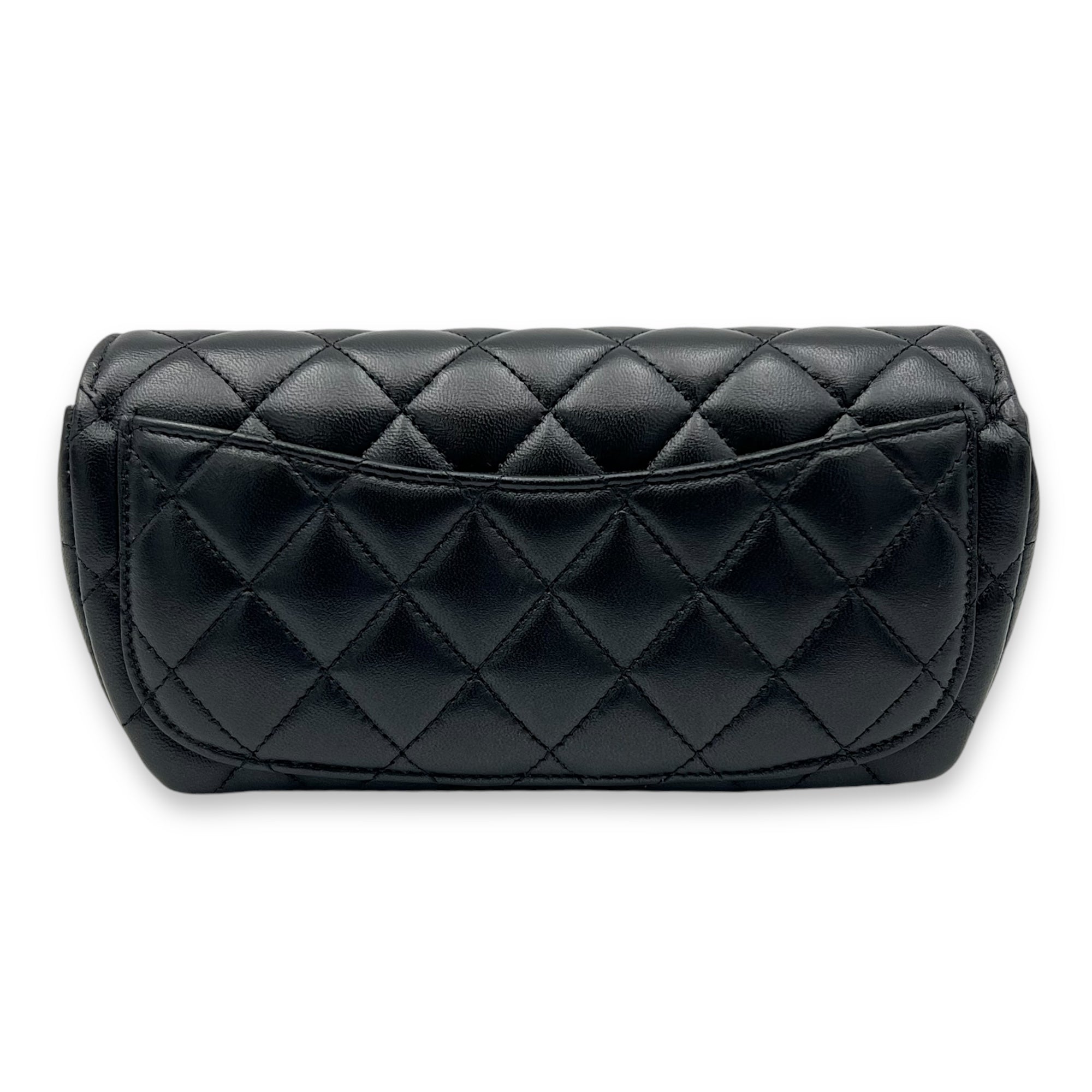 Classic Glasses Flap Case Black Crossbody Bag in Lambskin, Silver hardware