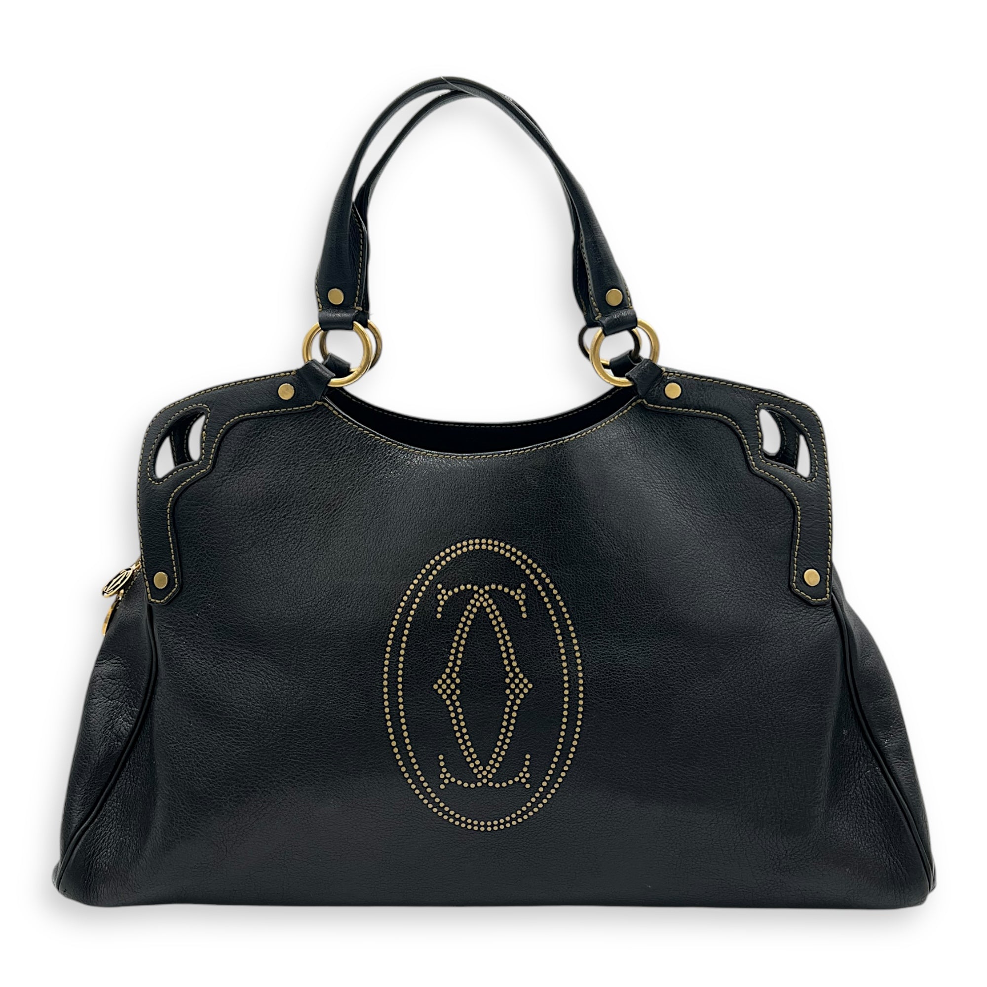 Marcello Top Handle Bag Black in Calfskin, Gold hardware