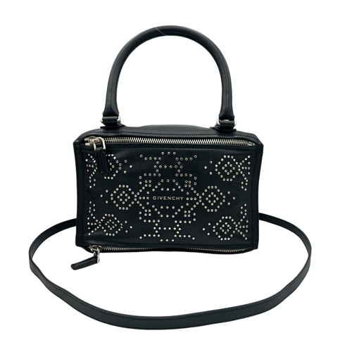 Pandora Top Handle Bag Black in Calfskin, Silver hardware