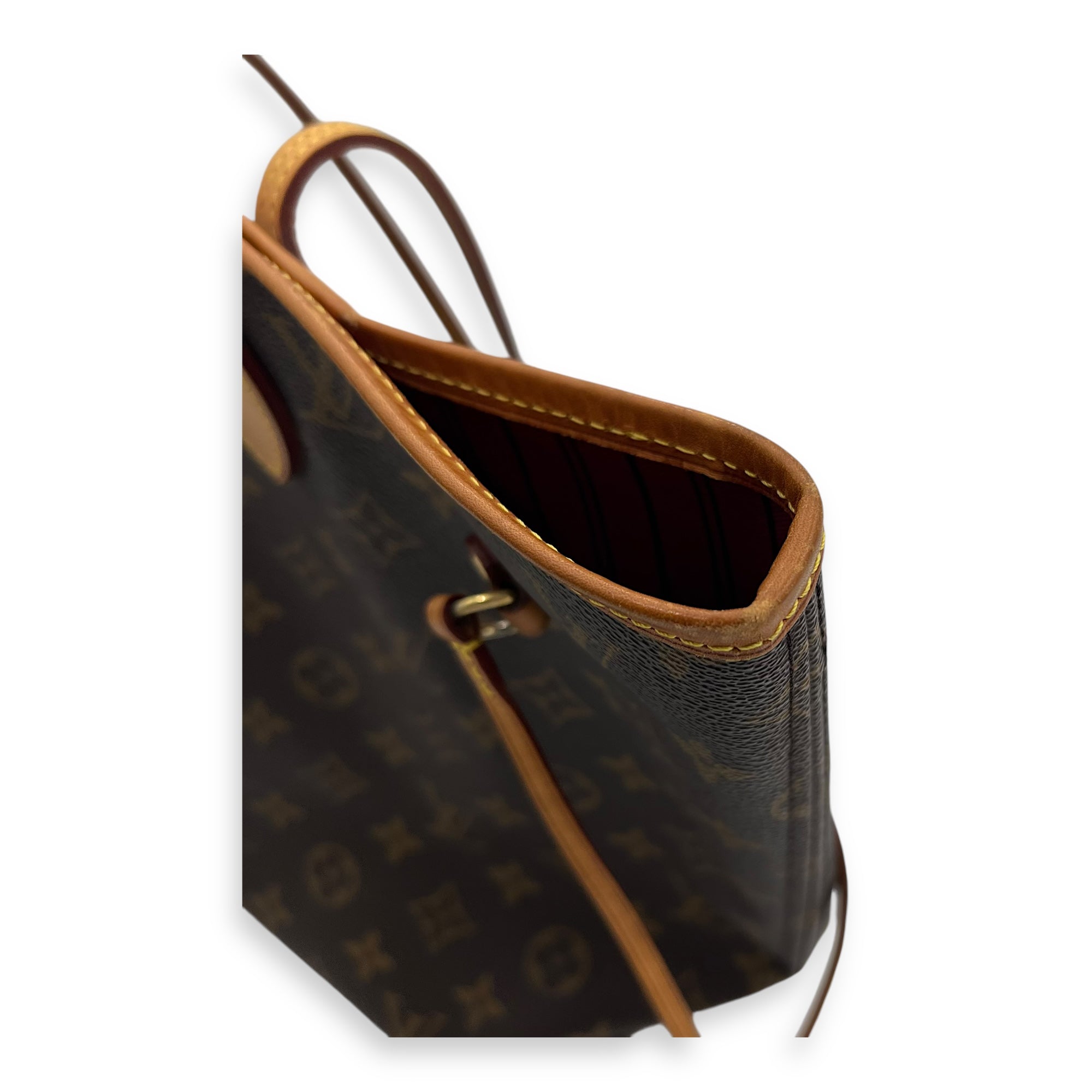 Neverfull Tote Bag MM Brown in Monogram Coated Canvas, Gold hardware