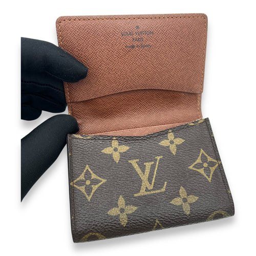 Flap Card Holder Brown in Monogram Coated Canvas