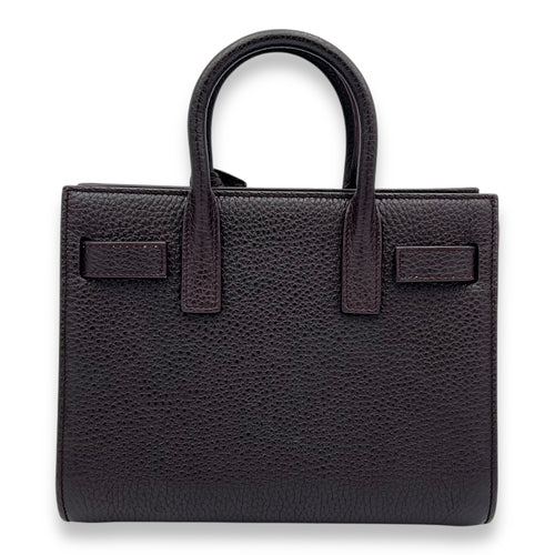 Sac 2 Jours Nano maroon Top Handle Bag in Calfskin, Gold hardware