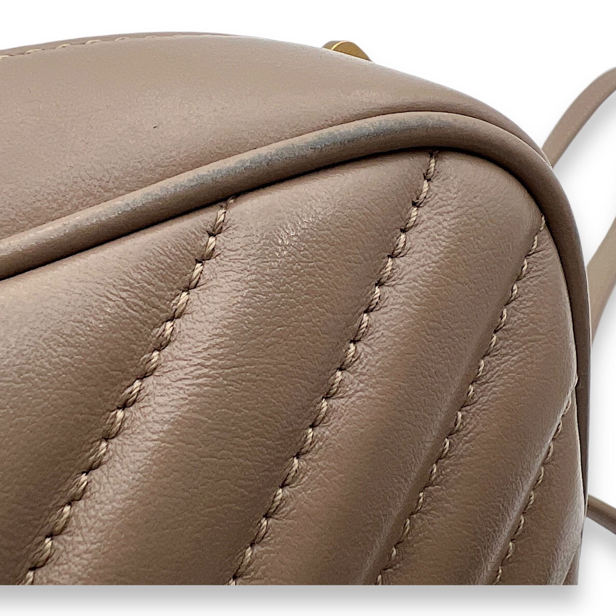 Lou Crossbody Bag Beige in Calfskin, Gold hardware