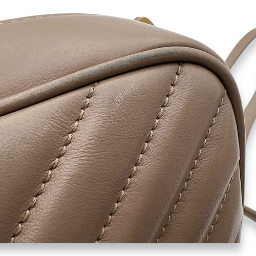 Lou Crossbody Bag Beige in Calfskin, Gold hardware