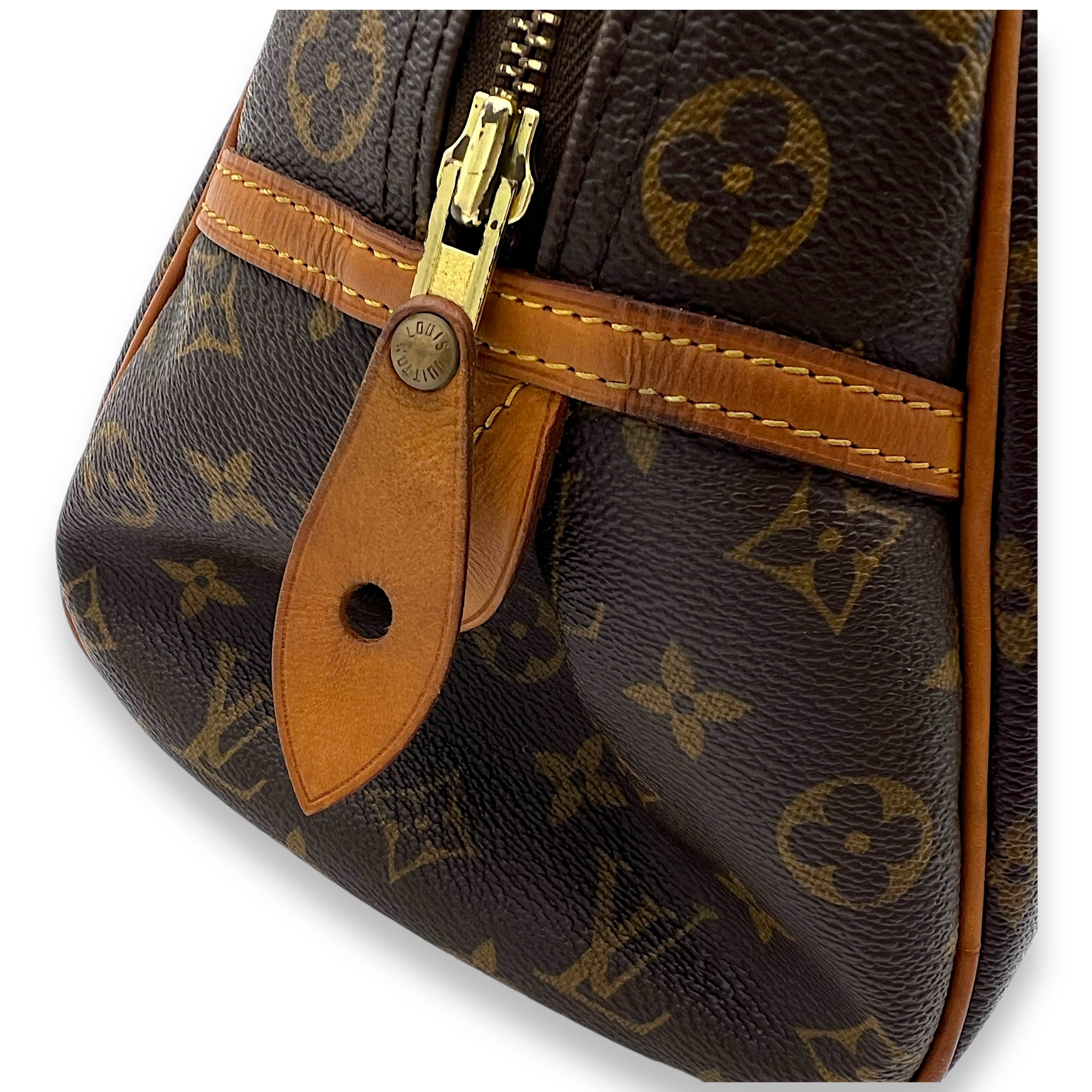 Montorgueil Top Handle Bag GM Brown in Monogram Coated Canvas, Gold hardware