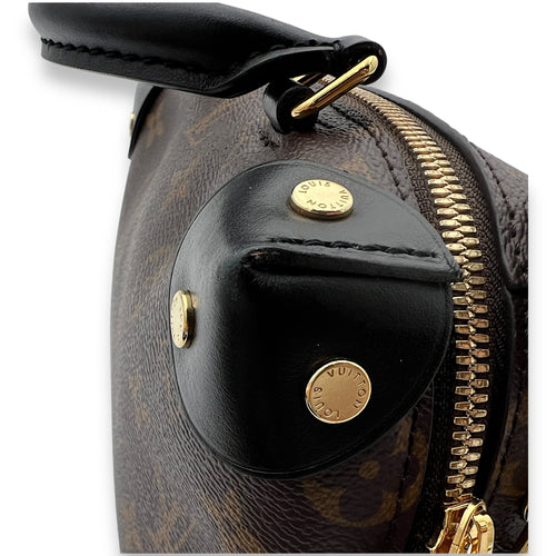 Malle Souple  Crossbody Bag Brown in Monogram Coated Canvas, Gold hardware