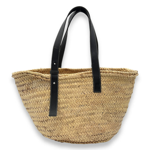 Basket Top Handle Bag Beige in Raffia, Gold hardware