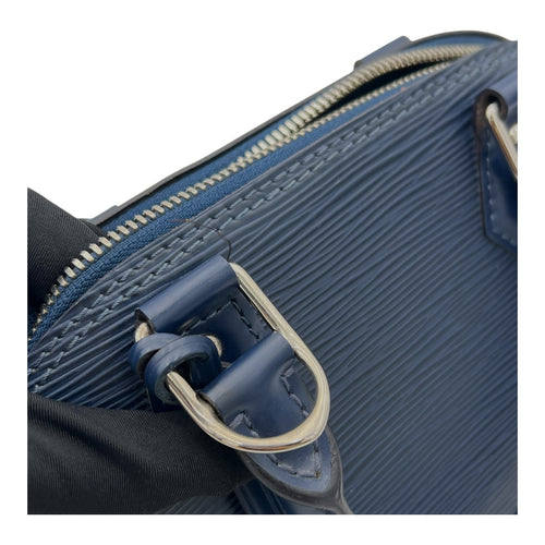 Alma Top Handle Bag BB Blue in Epi Leather, Silver hardware