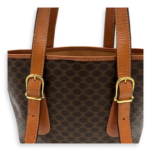 Macadam Tote Bag Brown in Coated Canvas, Gold hardware