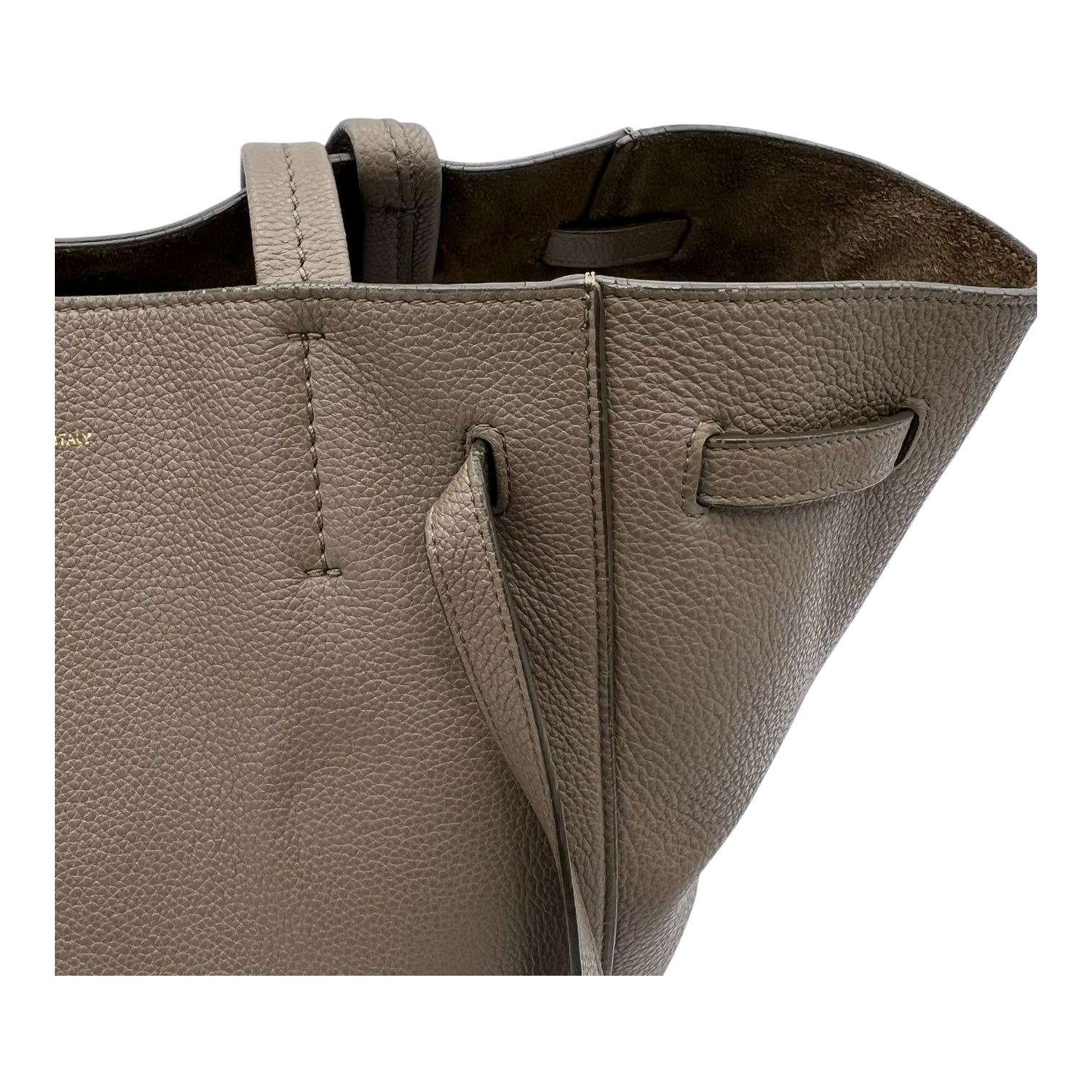 Cabas Tote Bag Taupe in Calfskin, Gold hardware