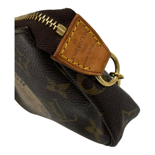 Pochette Accessoires Shoulder Bag Mini Brown in Monogram Coated Canvas, Gold hardware