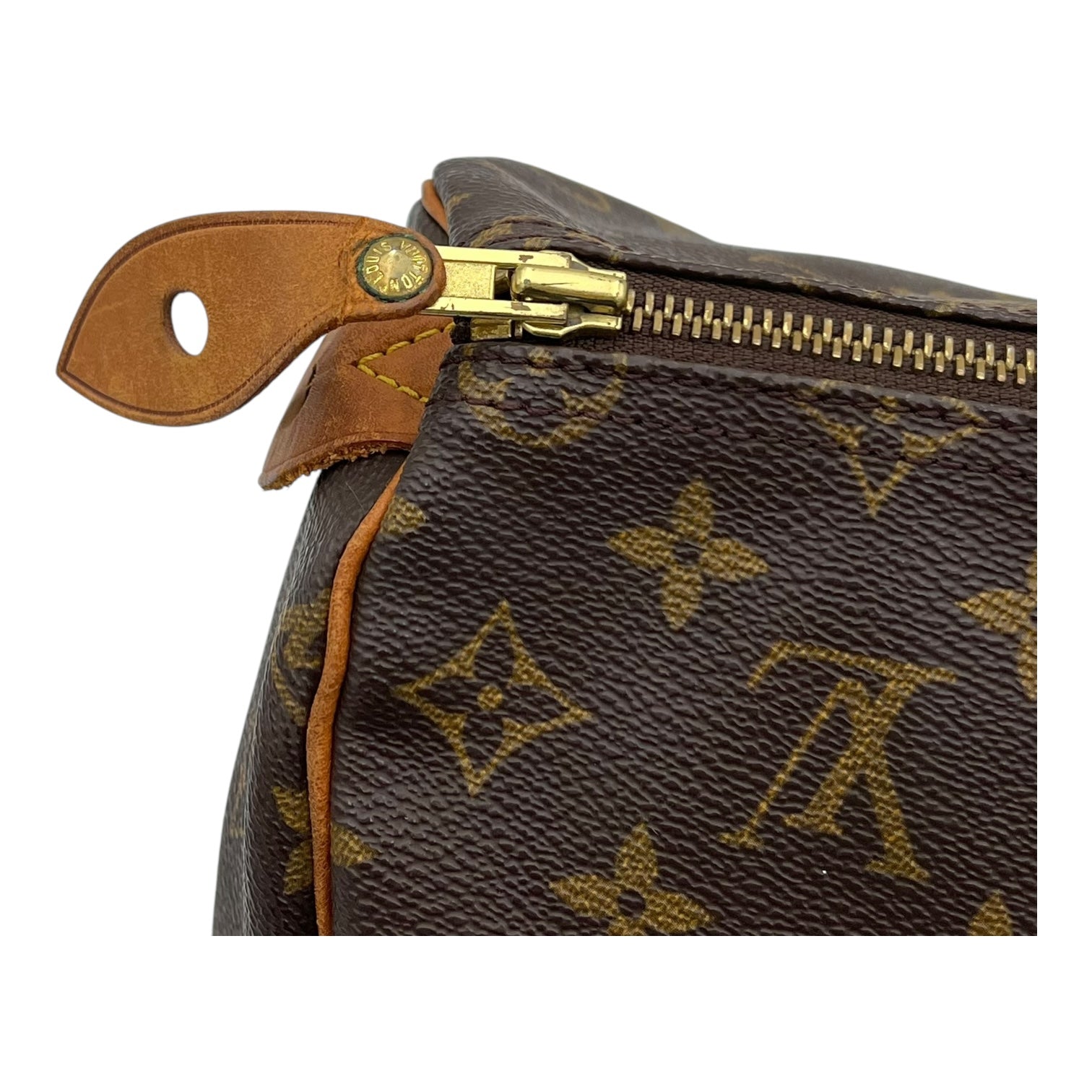 Speedy Top Handle Bag 35 Brown in Monogram Coated Canvas, Gold hardware