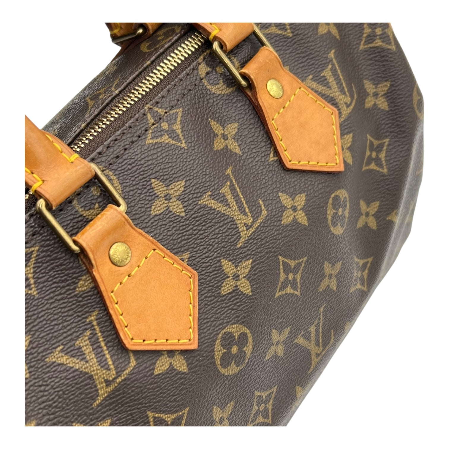 Speedy Top Handle Bag 25 Brown in Monogram Coated Canvas, Gold hardware