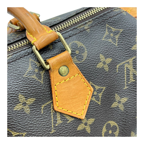 Speedy Top Handle Bag 30 Brown in Monogram Coated Canvas, Gold hardware