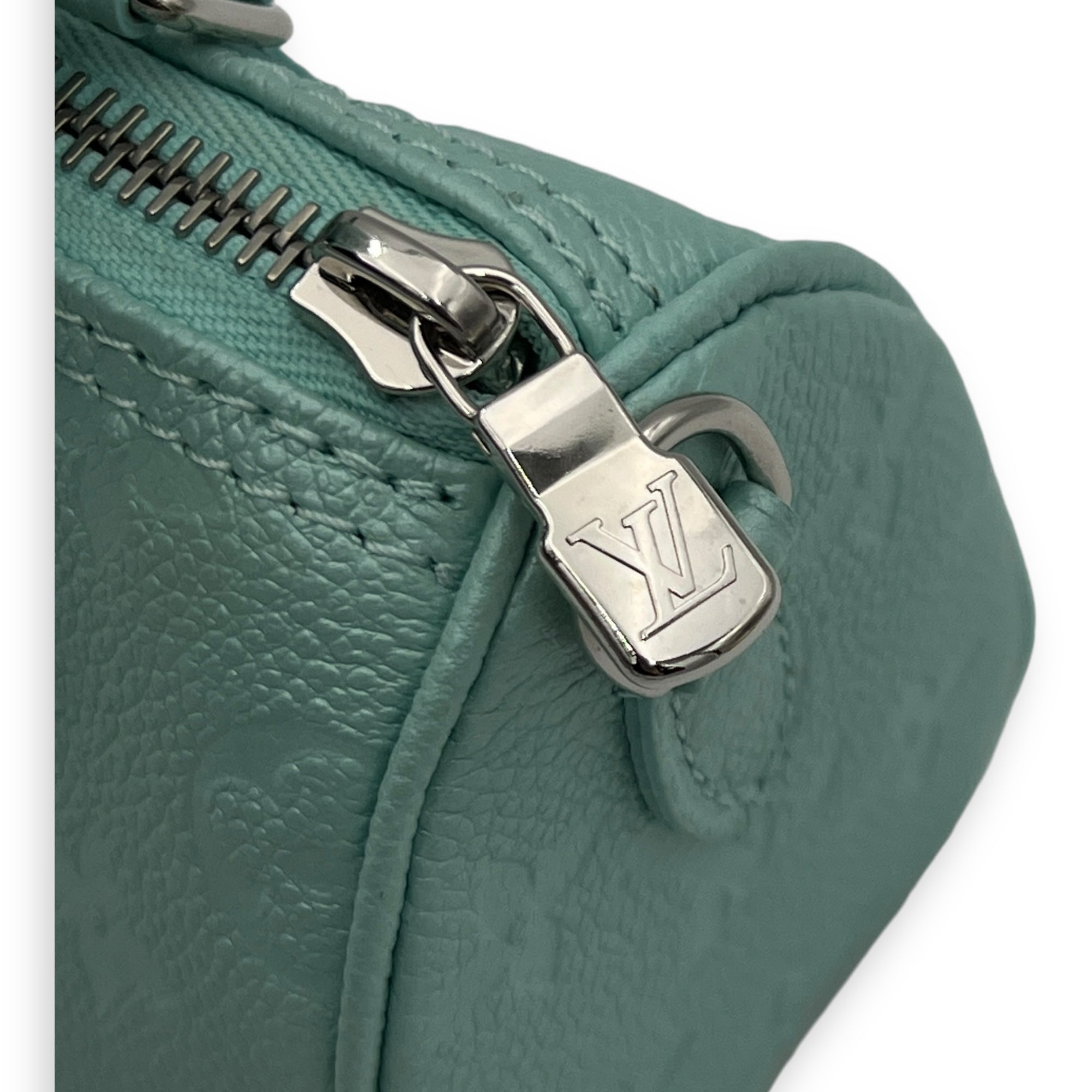 Speedy Nano Green Top Handle Bag in Monogram Empreinte Leather, Silver hardware