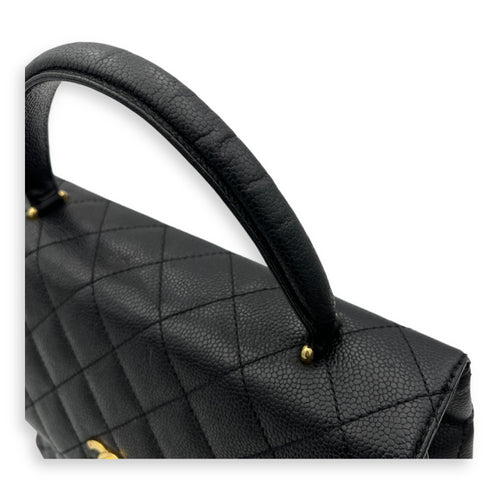 Kelly Top Handle Bag Black in Caviar Leather, Gold hardware