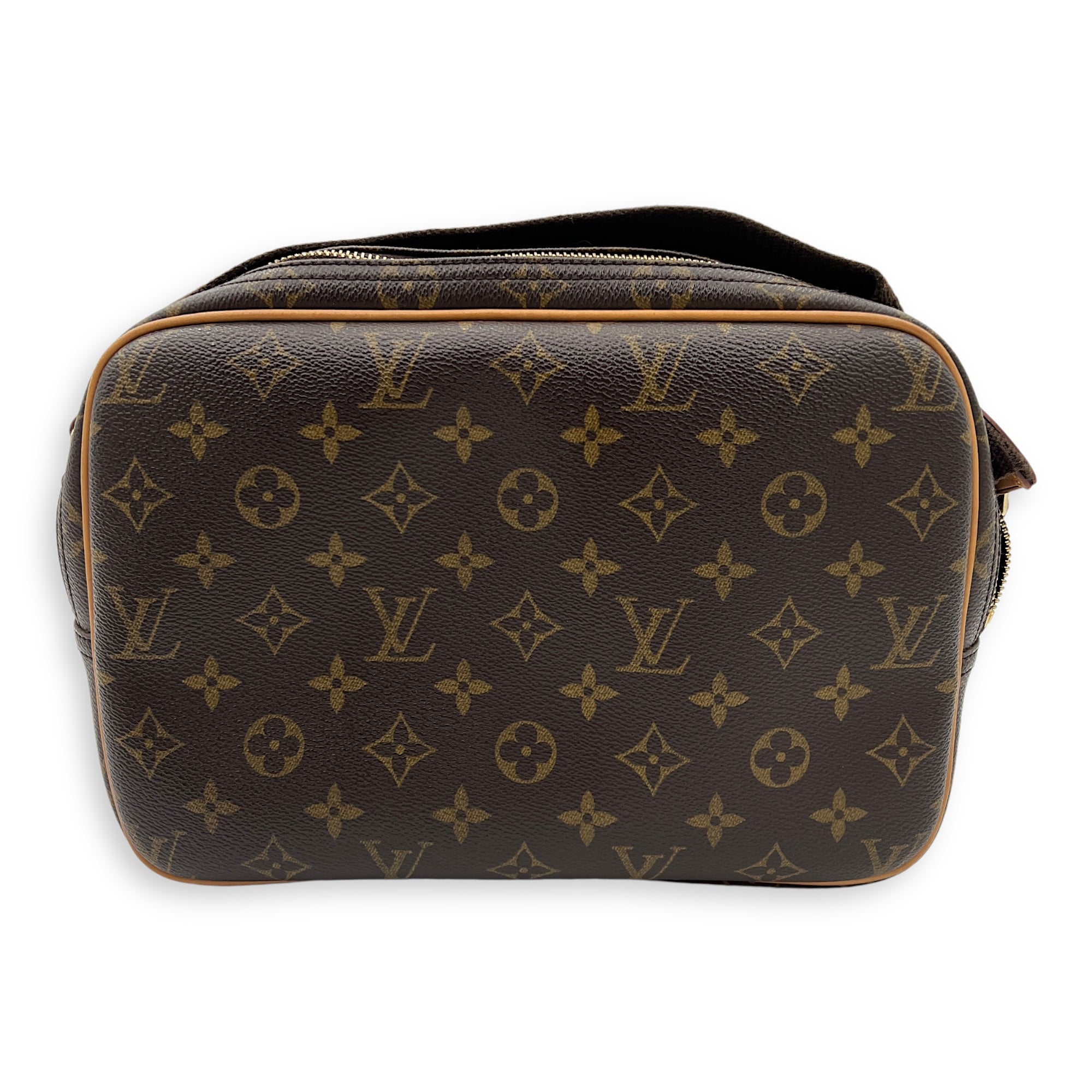 Reporter Crossbody Bag Brown in Monogram Coated Canvas, Gold hardware