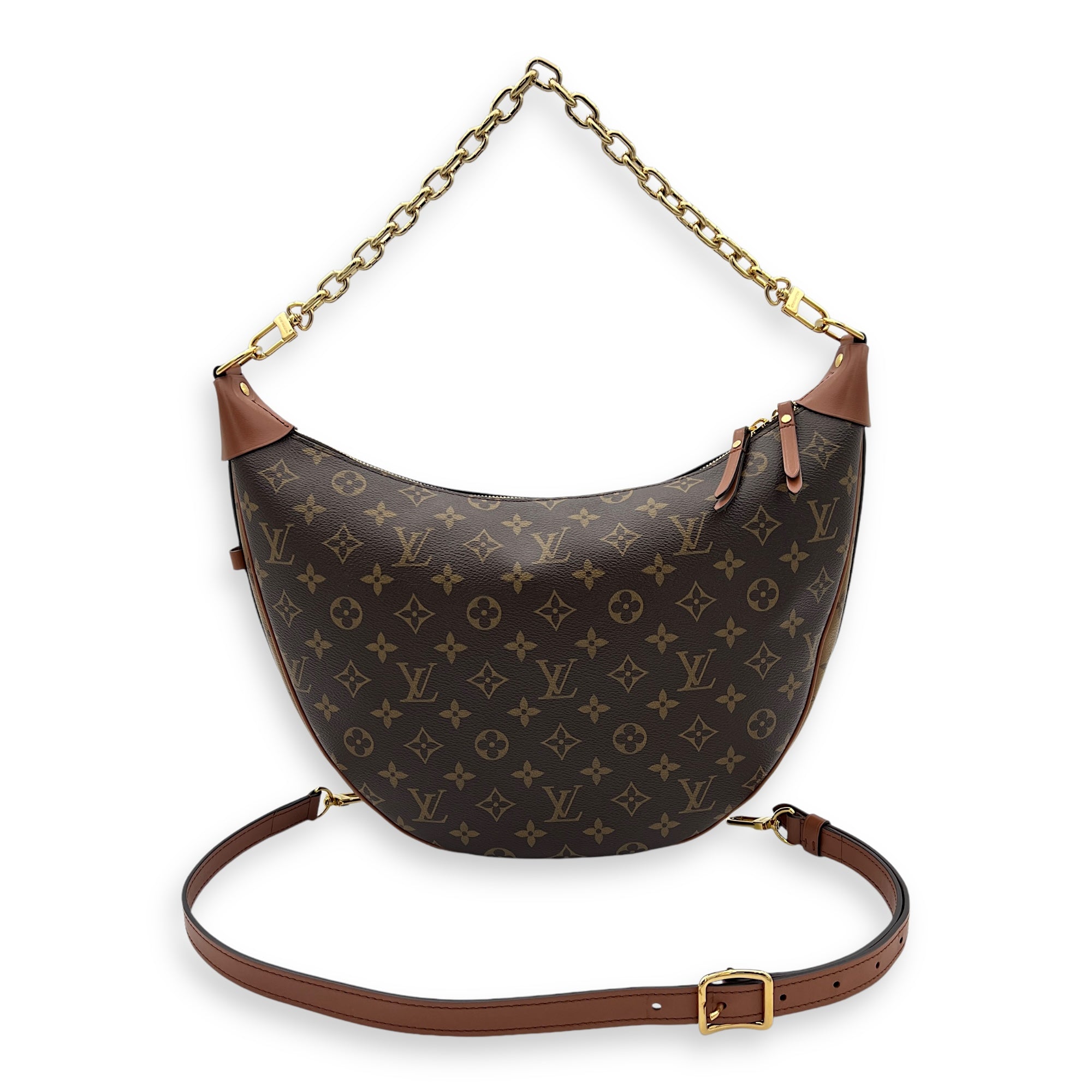 Loop Hobo Shoulder Bag Brown in Monogram Coated Canvas, Gold hardware