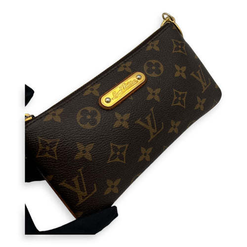 Milla Pouch MM Brown in Monogram Coated Canvas, Gold hardware