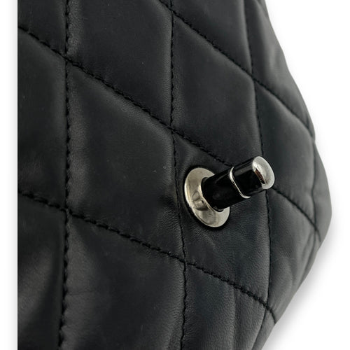 Square Bag Crossbody Bag Black in Lambskin, Silver hardware