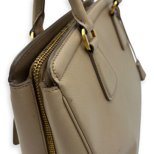 Triangle Top Handle Bag Beige in Calfskin, Gold hardware