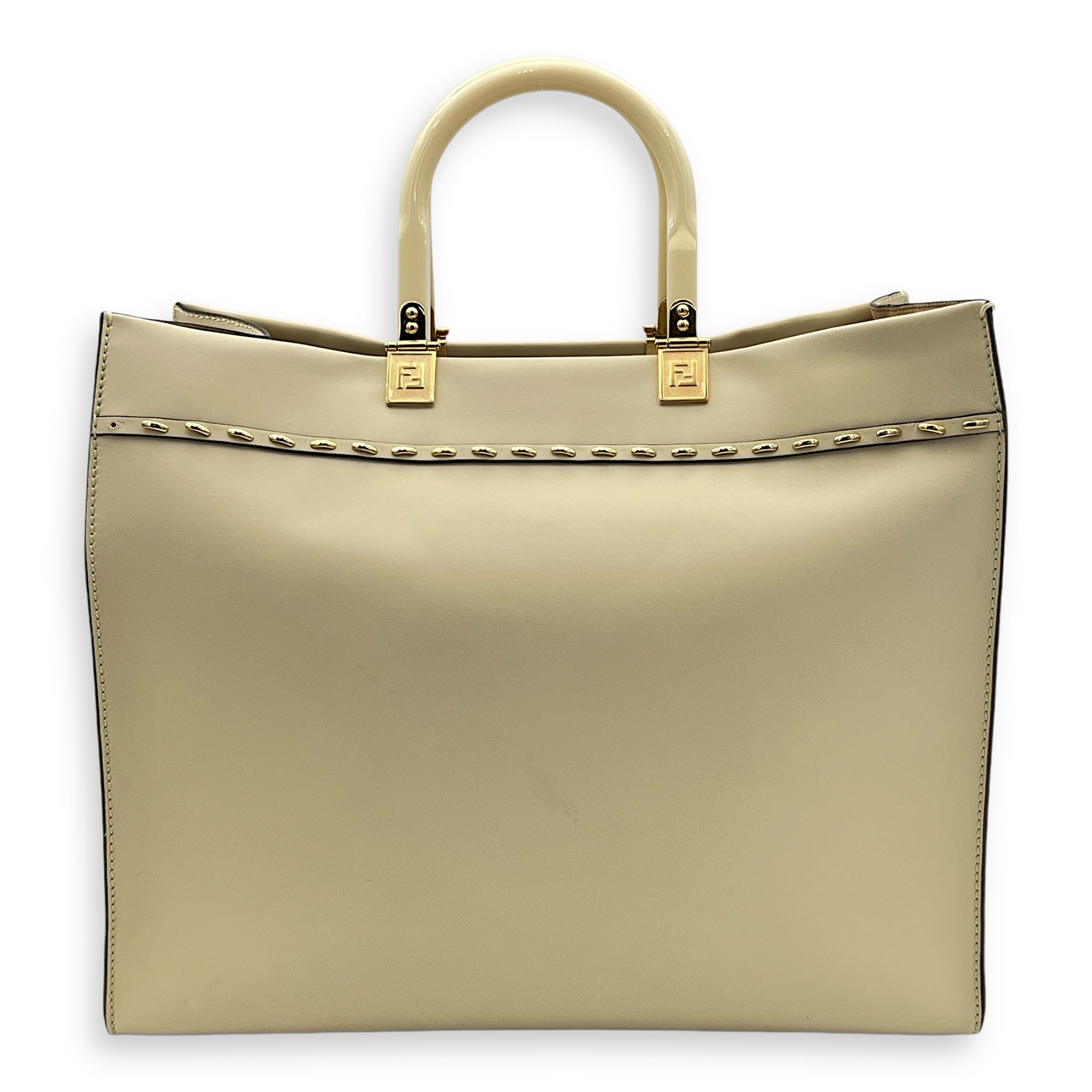 Sunshine Top Handle Bag Beige in Calfskin, Gold hardware