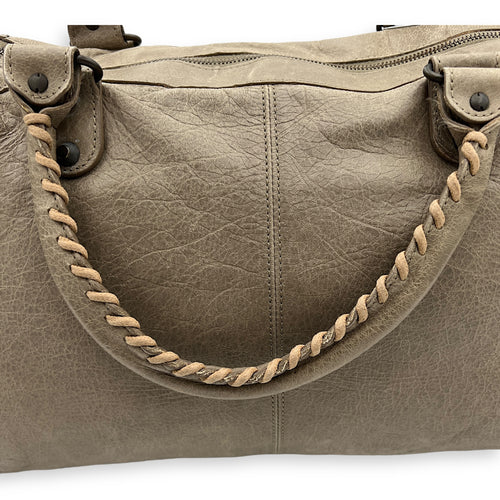 Work Top Handle Bag Brown in Distressed Leather, Gunmetal hardware