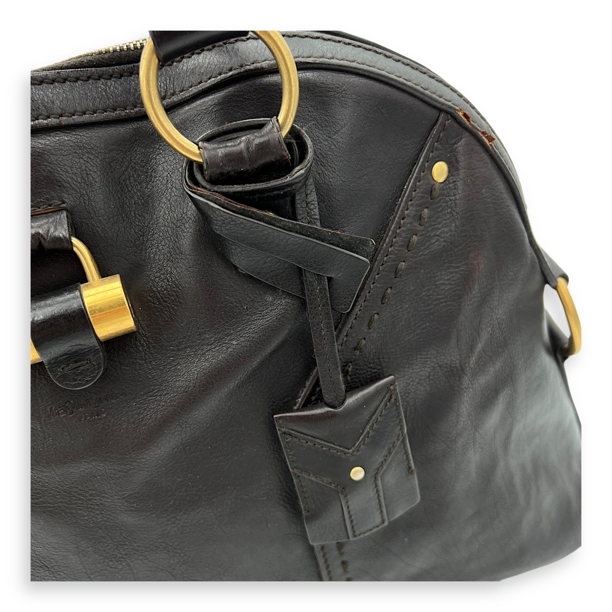 Muse Shoulder Bag Brown in Calfskin, Gold hardware