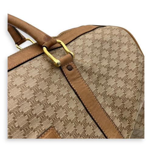 Boston Duffle Bag Brown in Coated Canvas, Gold hardware