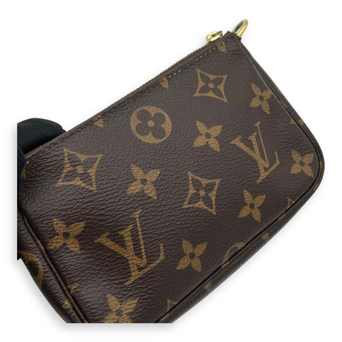 Pochette Pouch Mini Brown in Monogram Coated Canvas, Gold hardware