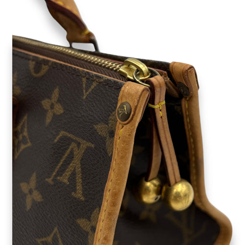 Popincourt Top Handle Bag Brown in Monogram Coated Canvas, Gold hardware