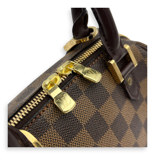 Ribera Mini Top handle bag in Coated canvas, Gold Hardware