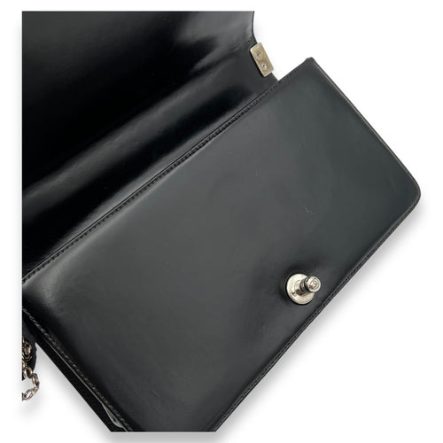 Boy Shoulder Bag Black in Calfskin, Silver hardware