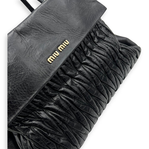 Coffer Top Handle Bag Black in Calfskin, Gold hardware