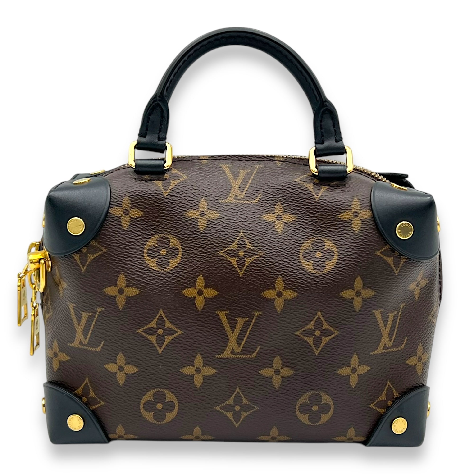 Louis Vuitton Petite Malle Souple Top Handle Bag Brown in Monogram Coated Canvas, Gold hardware_2